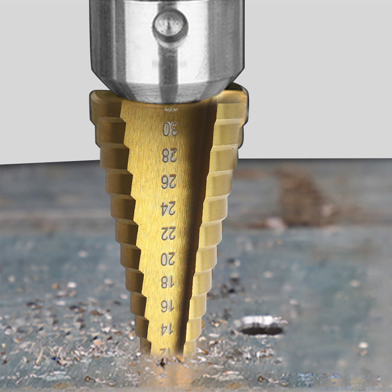 CoreSnip | 6-delige hoge-snelheid titanium-gelamineerde Pagoda step boren set - ruimen zaagtand