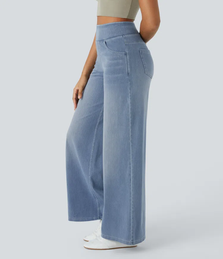 Rexina | Dames high-waisted wijde jeans – Comfortabele stretchdenim, trendy losvallende casual broek