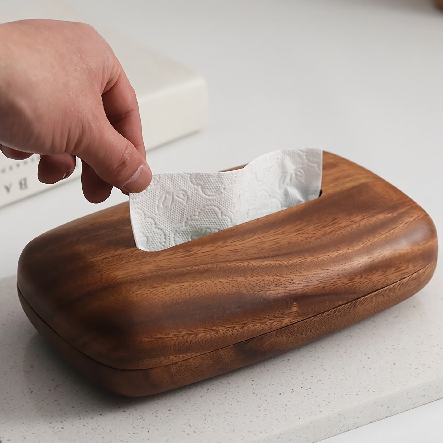 TimberTissue | Walnoothouten tissueboxhouder - Moderne minimalistische houten hoes voor op tafel,