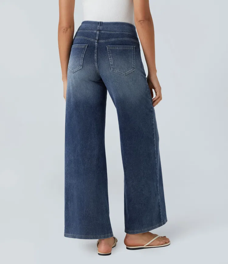 Rexina | Dames high-waisted wijde jeans – Comfortabele stretchdenim, trendy losvallende casual broek