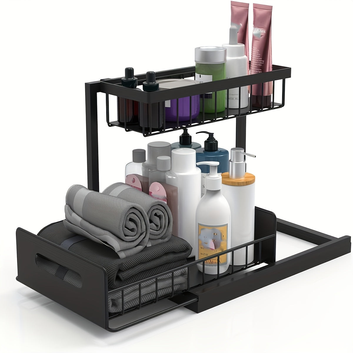 GlideShelf | Uittrekbare Organizer Onder de Spoelbak – Metalen Schuifplanken