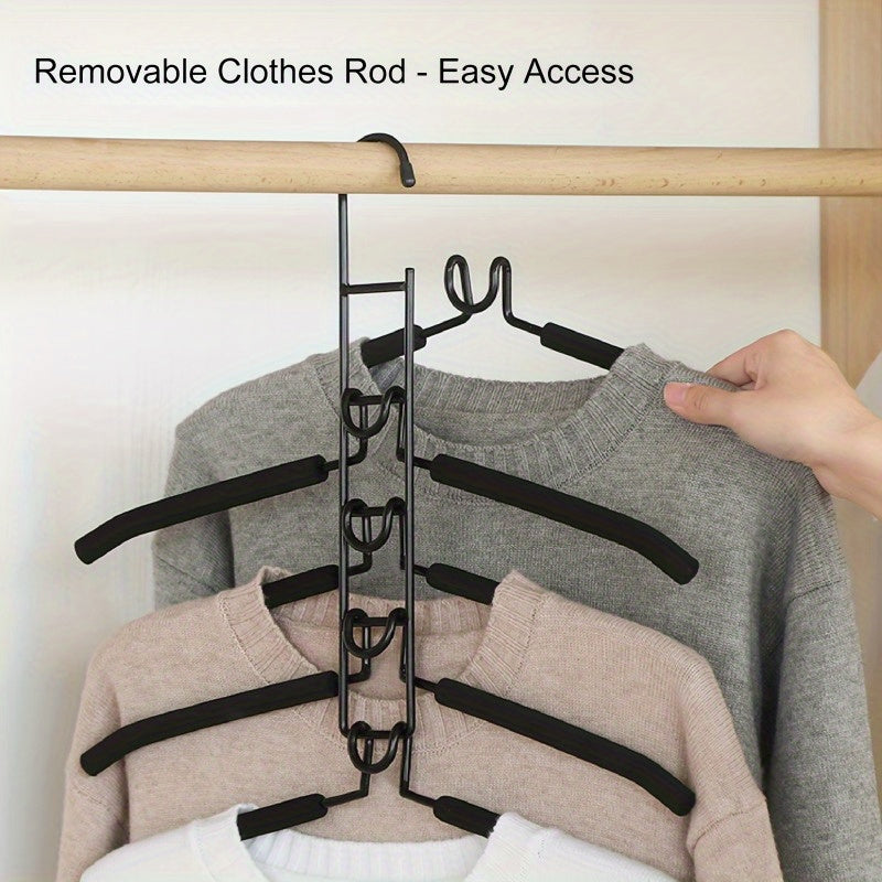 StackHanger | Ruimtebesparende kleerhangers voor zwaar gebruik - 5-in-1 kastorganizer met meerdere lagen en antislipmatjes