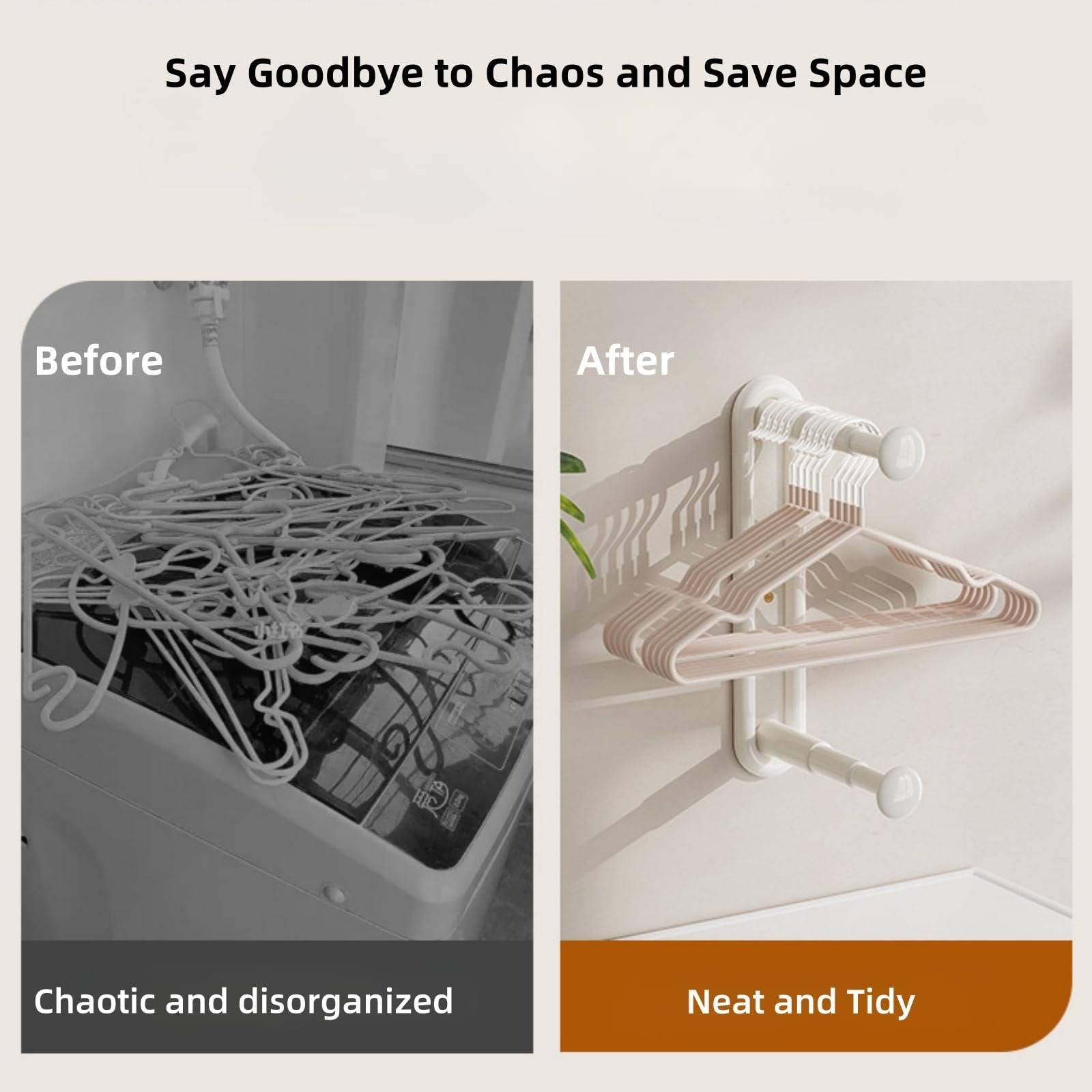 Hangerly | Kledingrek – Wandmontage, dubbellaags, verstelbare opbergruimte