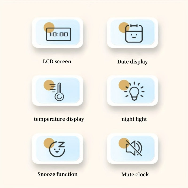 BrightWake | Digitale wekker met LCD-scherm met achtergrondverlichting - Werkt op batterijen, moderne kamerdecoratie voor thuis