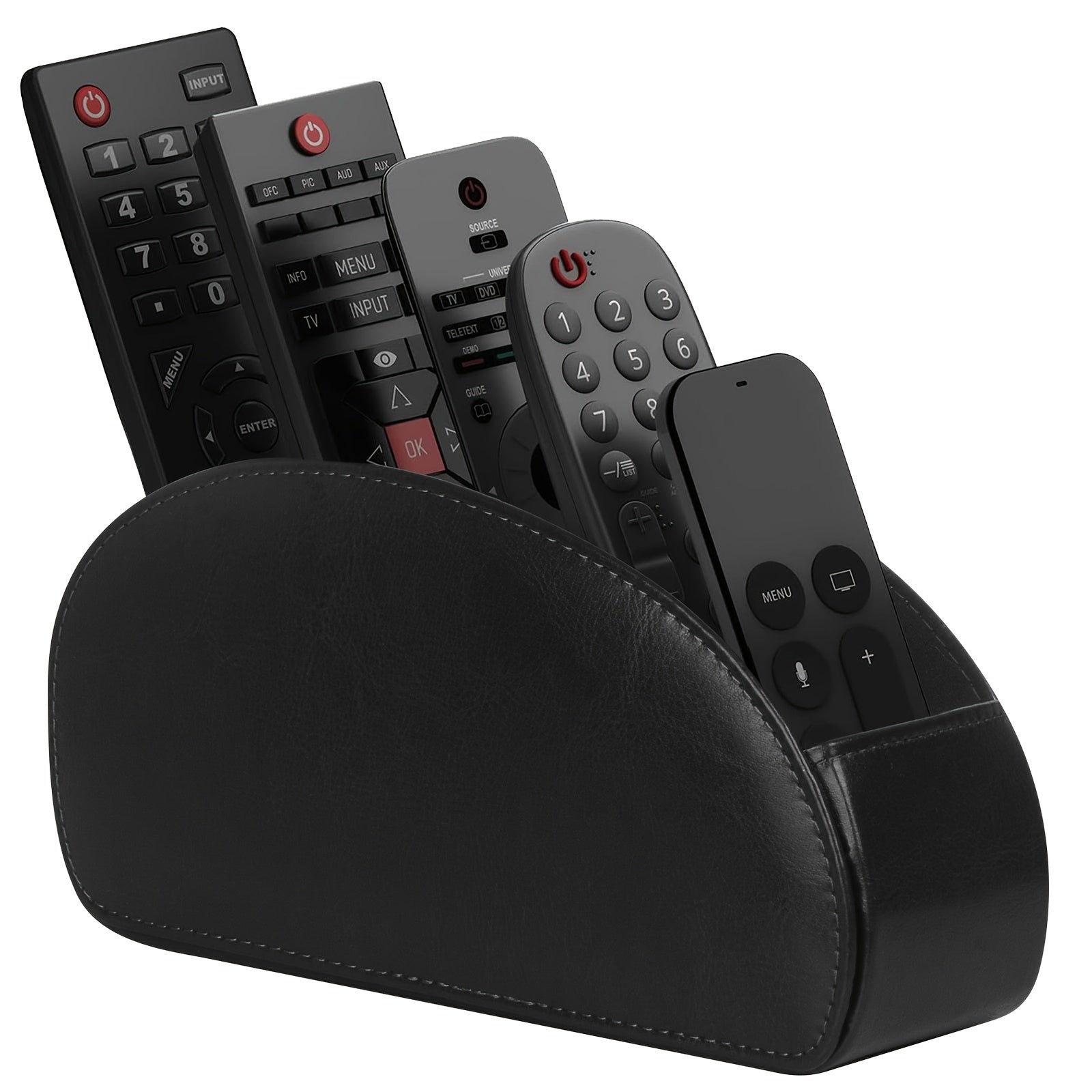 ControlCradle | PU lederen houder met 5 compartimenten voor afstandsbedieningen - bureau-organizer voor tv, kantoor of woonkamer - multifunctionele opslag