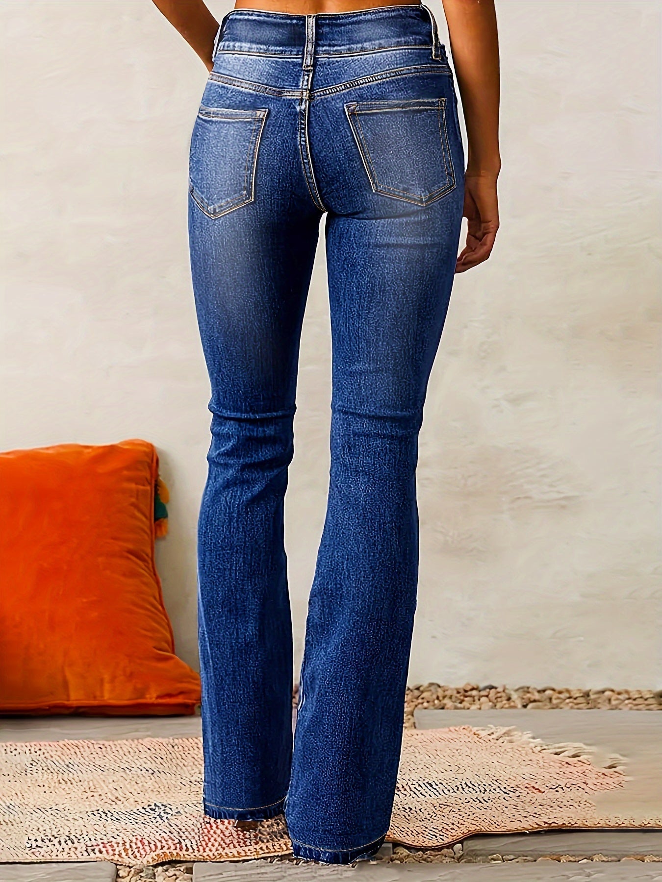 Calista | Dames Slim Fit Flare Jeans – High-Waist Stretch Denim, Elegante Wijde Broek