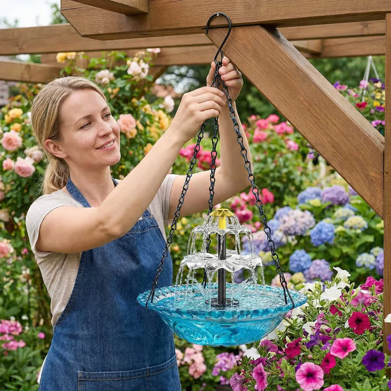 WingBath | Vintage vogelvoeder met waterbad – hangende voederbak voor buiten
