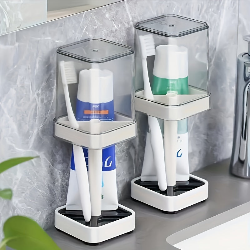 VitaBrush | Minimalistische tandenborstelhouder met mondspoelbeker en deksel – badkamerorganizer