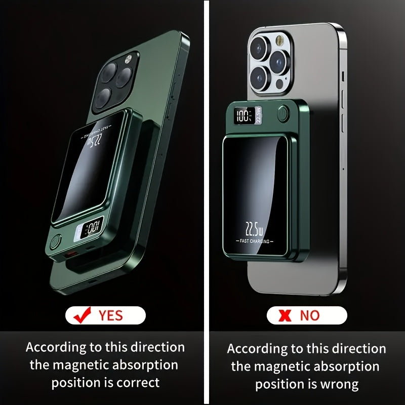 PowerMag | 10000mAh Magnetische Draadloze Power Bank - 22.5W Snel Opladen, Draagbare Lader