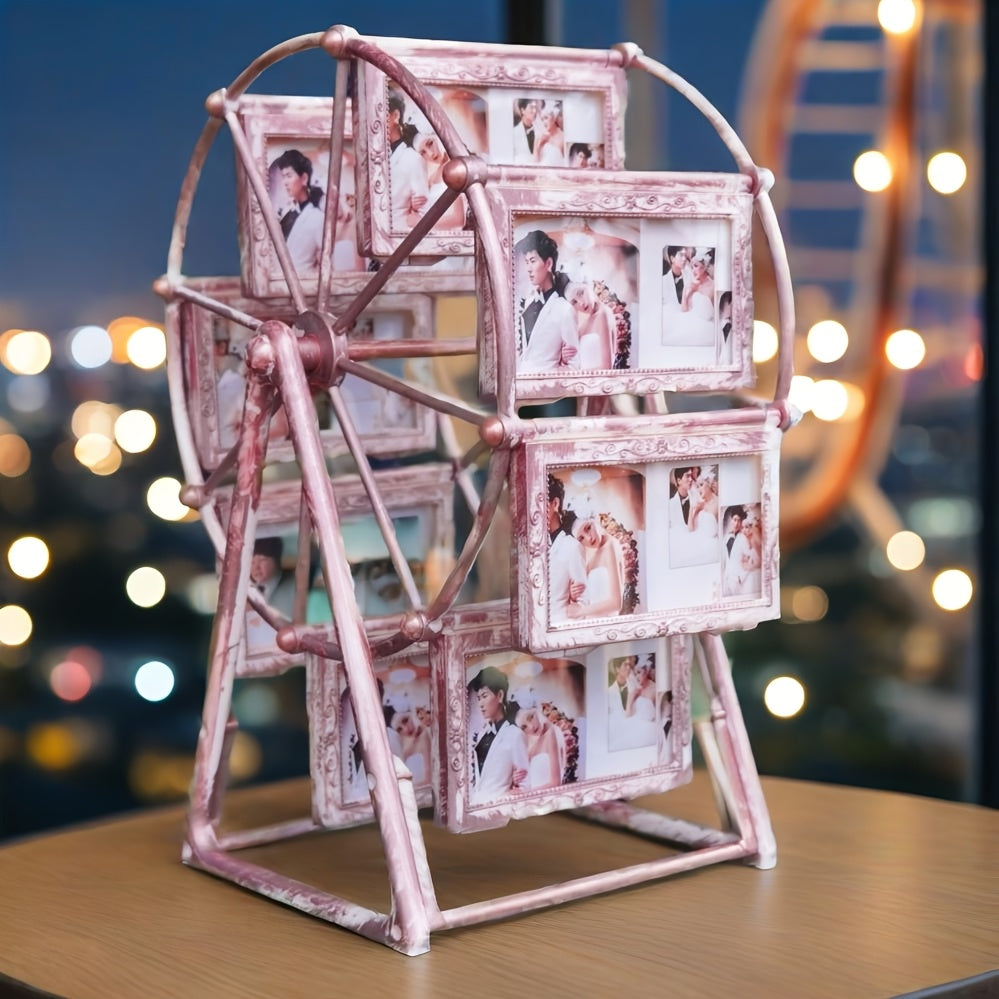 NostalgiaWheel | Vintage reuzenrad draaiende fotolijst – 8 stuks 4x6 fotolijsten, creatief cadeau voor thuis en op tafel