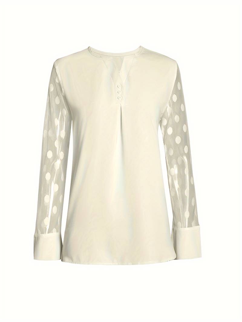 Jenia | Doorzichtige damesblouse – Chique, elegant shirt met lange mouwen van mesh