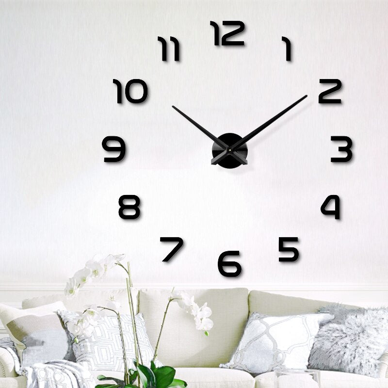 ReflectoClock | Elegante 3D grote decoratieve wandklok spiegel sticker