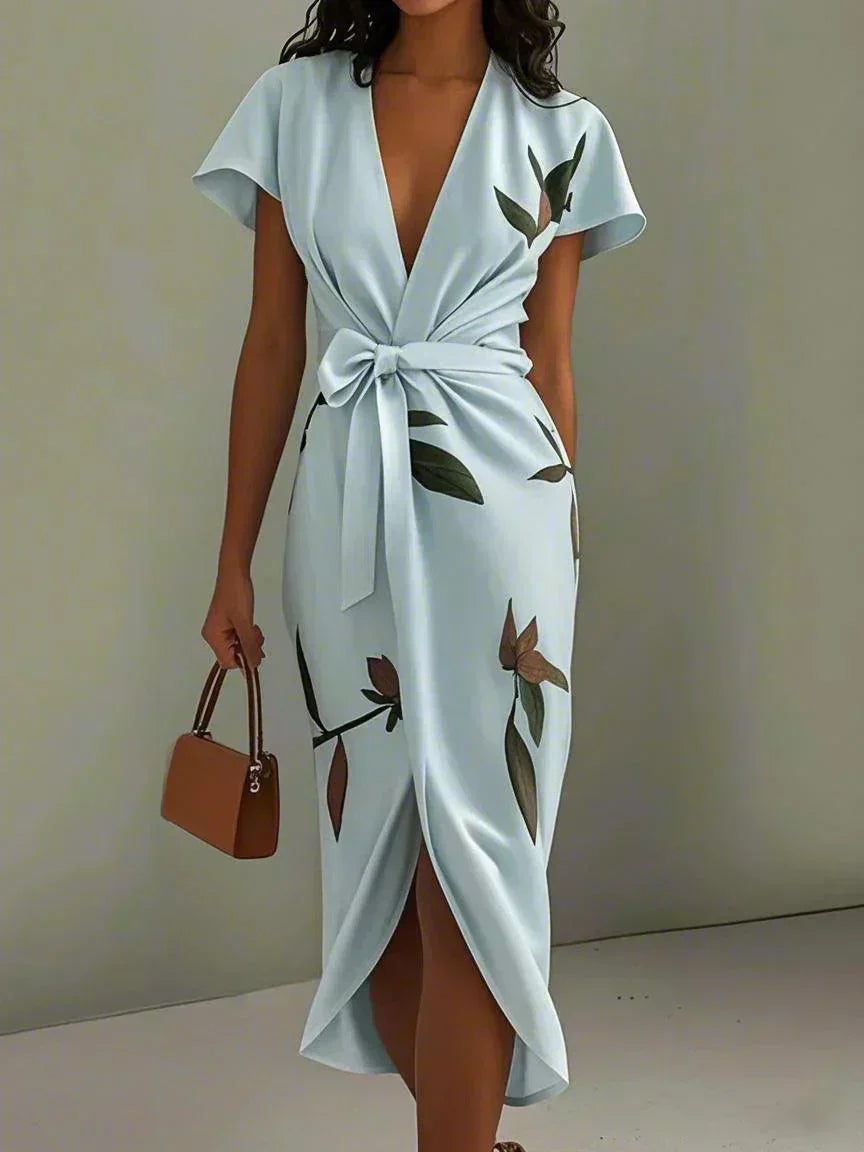 Girel | Luxe wikkeljurk voor dames – elegante bloemen maxi-jurk