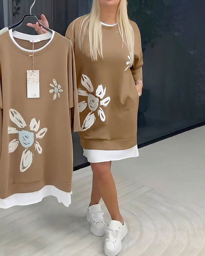 Arlira | Casual Jurk – 3/4 Mouwen, 2-Lagen Design, Comfortabel & Stijlvol