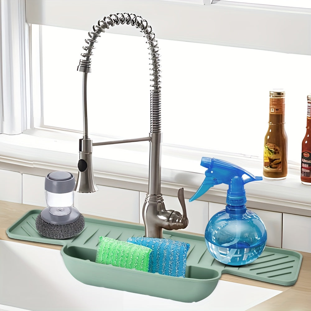 DryFlow | Siliconen Spatbescherming voor de Kraan & Gootsteenorganizer – Antislip Afvoertray