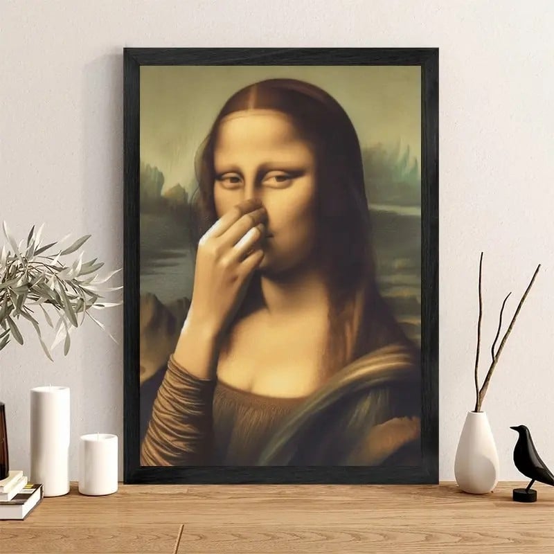 FlushArt | Grappige Mona Lisa-wanddecoratie, vintage toilet-humor voor badkamer en toilet