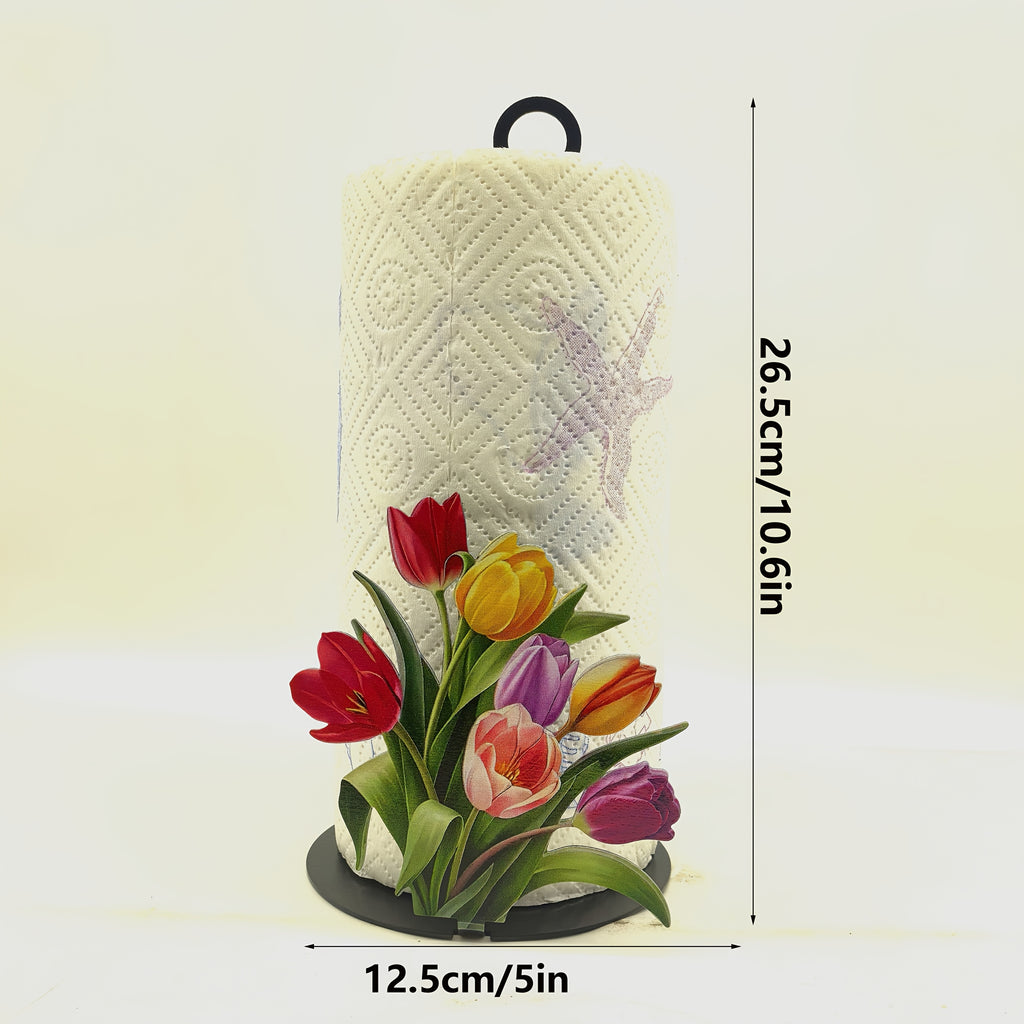 TulipHold | Gietijzeren Tulpen Papieren Handdoekhouder – Feestelijke Keuken- & Badkamerdecoratie