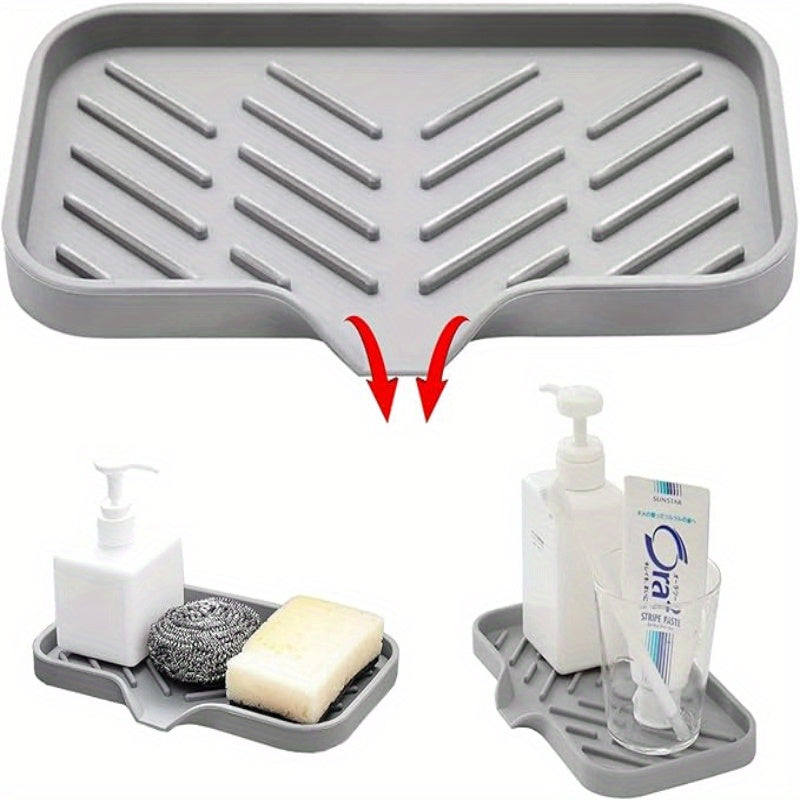 DryDeck | Sneldrogende antislipmat voor keuken- en badkamervoorbladen met afdruipuitloop, zeep- en accessoirehouder
