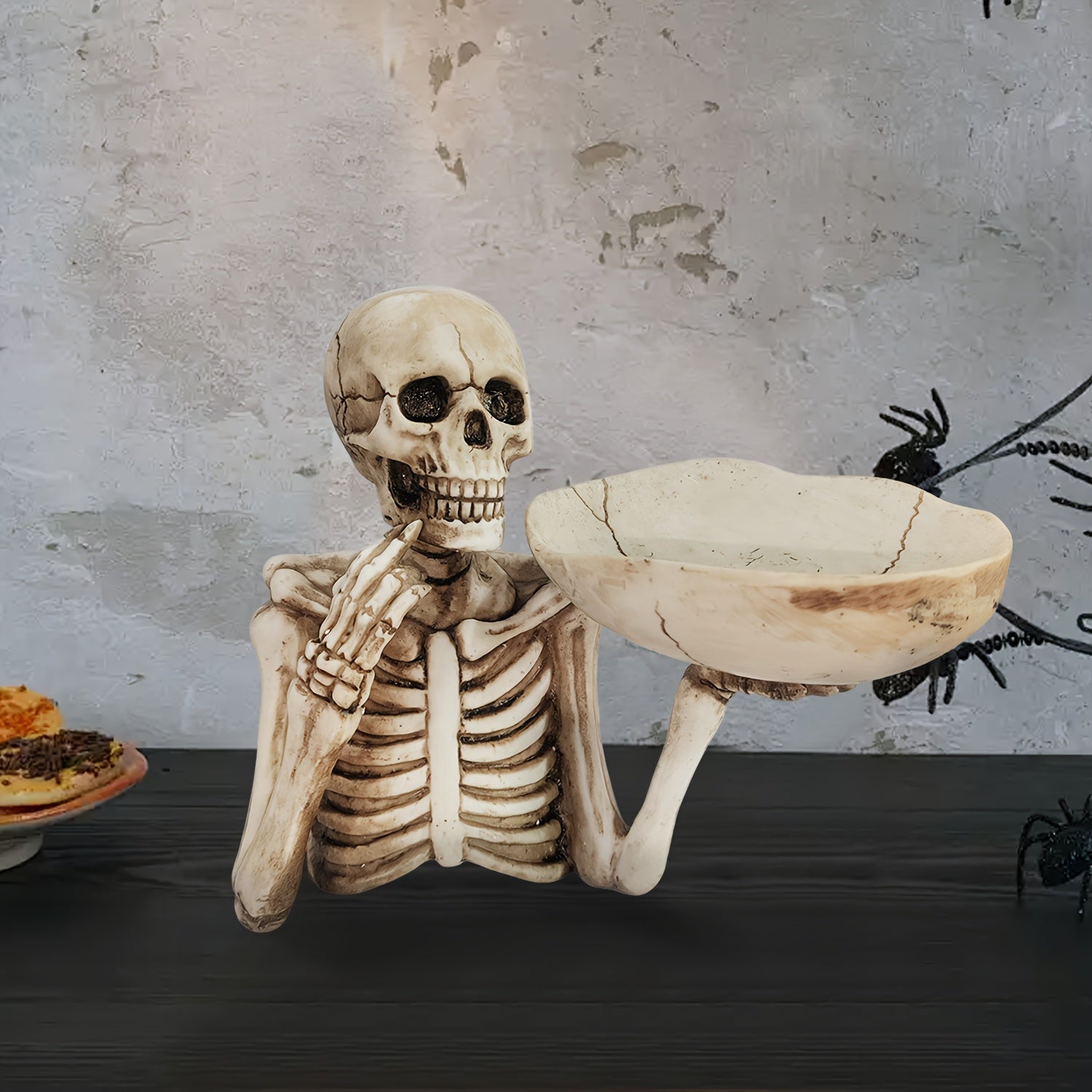 GhoulBowl | Harsen schedelschaal met kom – Gotische skelet Halloween-decoratie