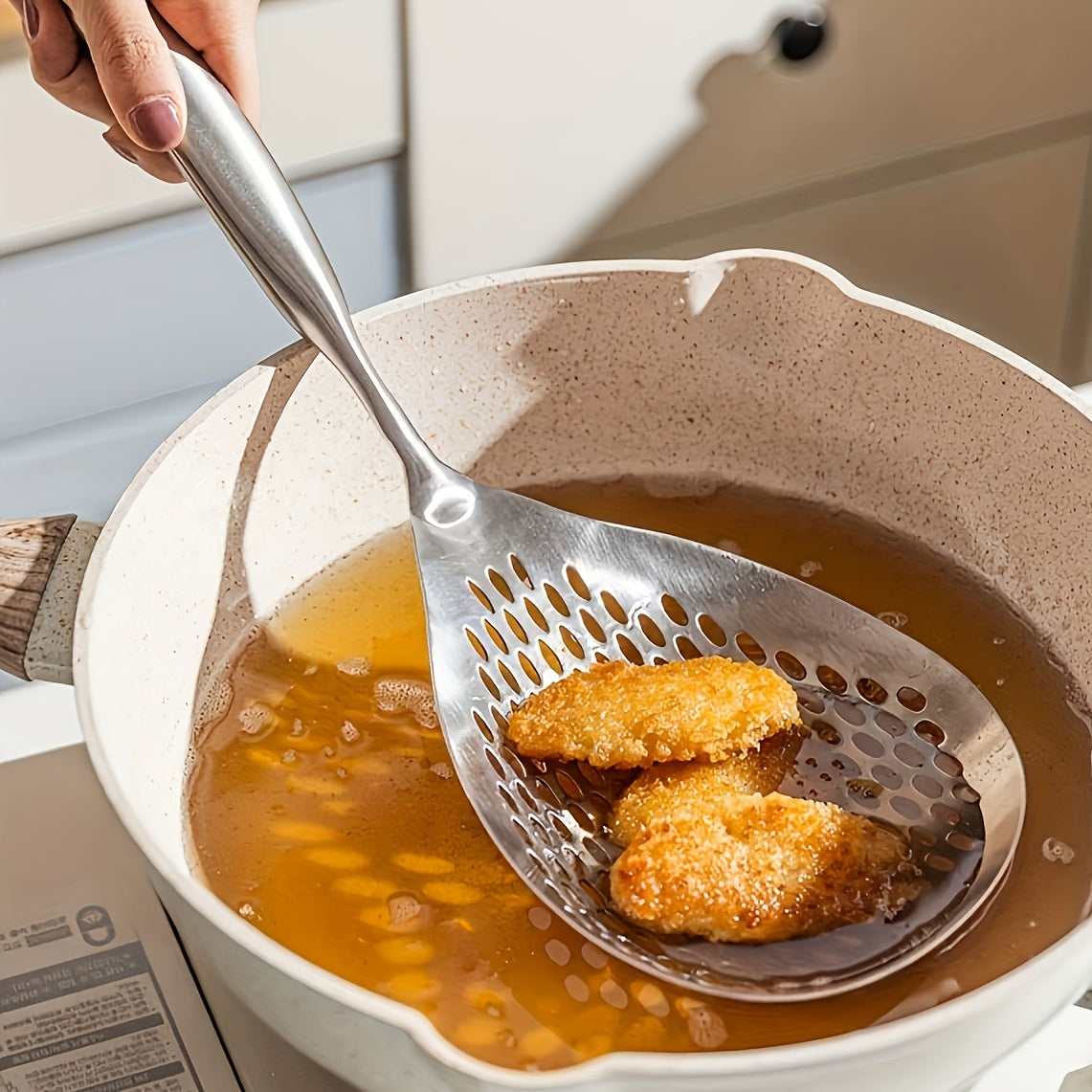 StrainPro | Grote RVS Vergiet- en Scheplepel – Duurzame Keukenzeef voor Frituren en Hotpot