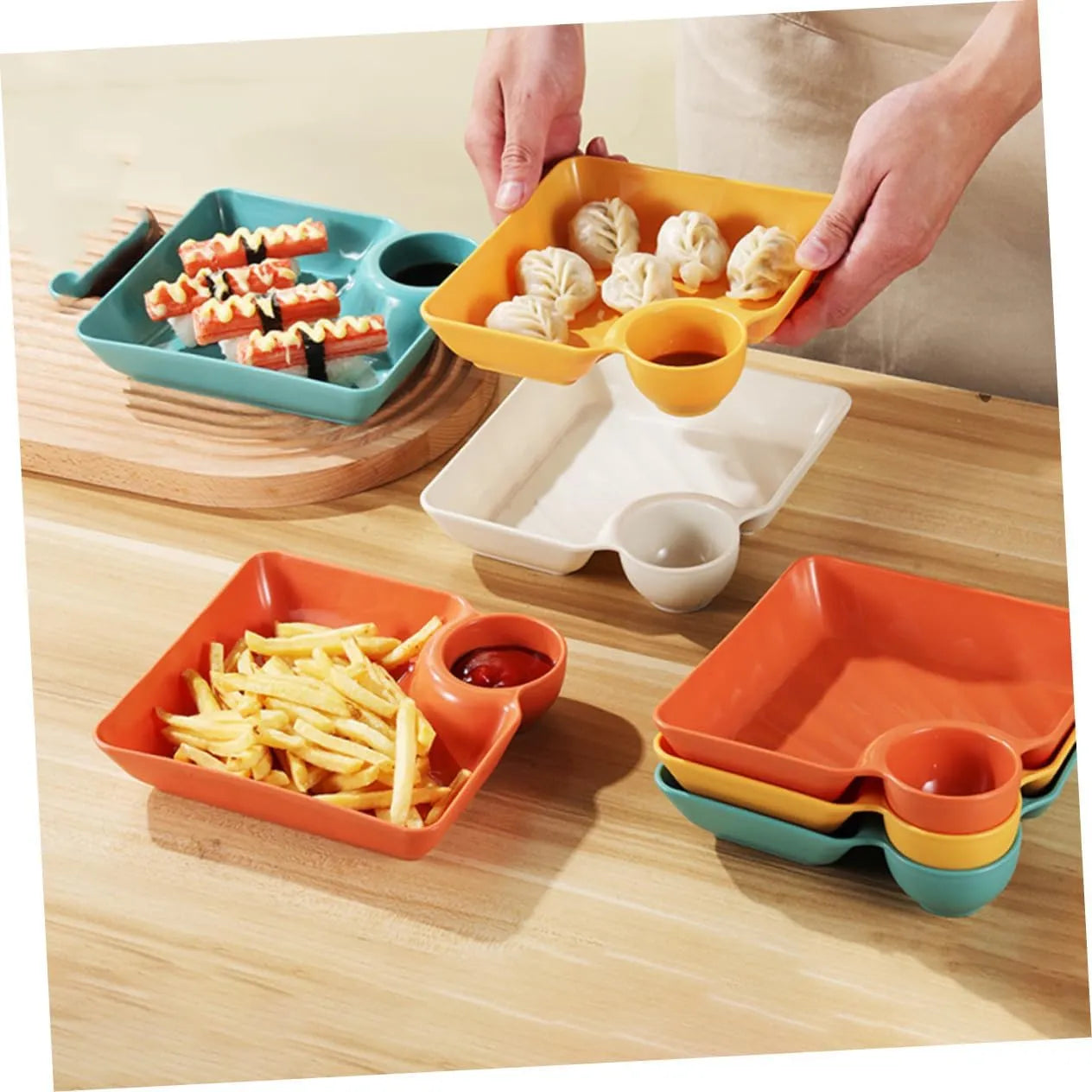 SmartServe | Dipschaal met geïntegreerd sauscompartiment – Serveerschaal voor chips & dip
