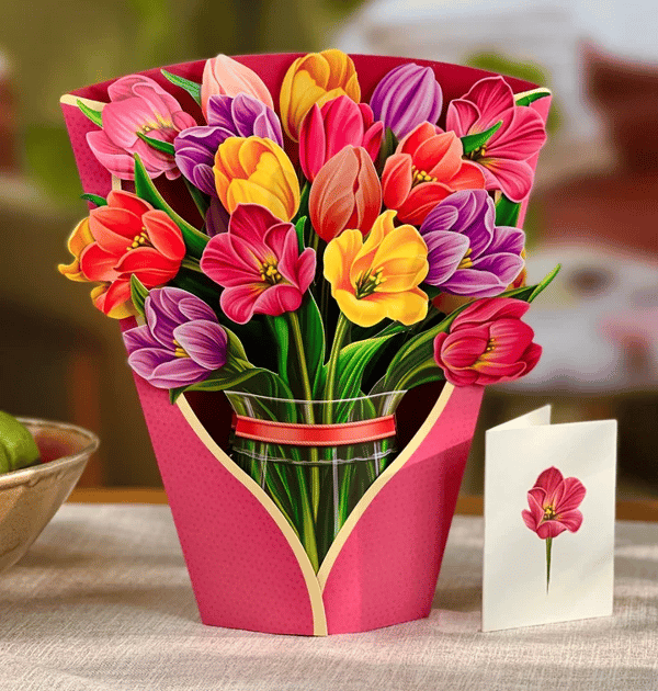 BudBoom | 3D Pop Up Bloemen Wenskaart - Plastic Bloemen Verrassing Cadeaukaart