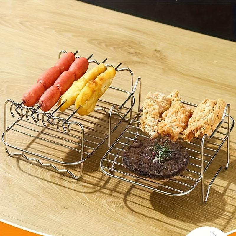 FryForge | Pro Air Fryer-gereedschapsset – BBQ-spietsysteem & hittebestendige stalen kookstandaard