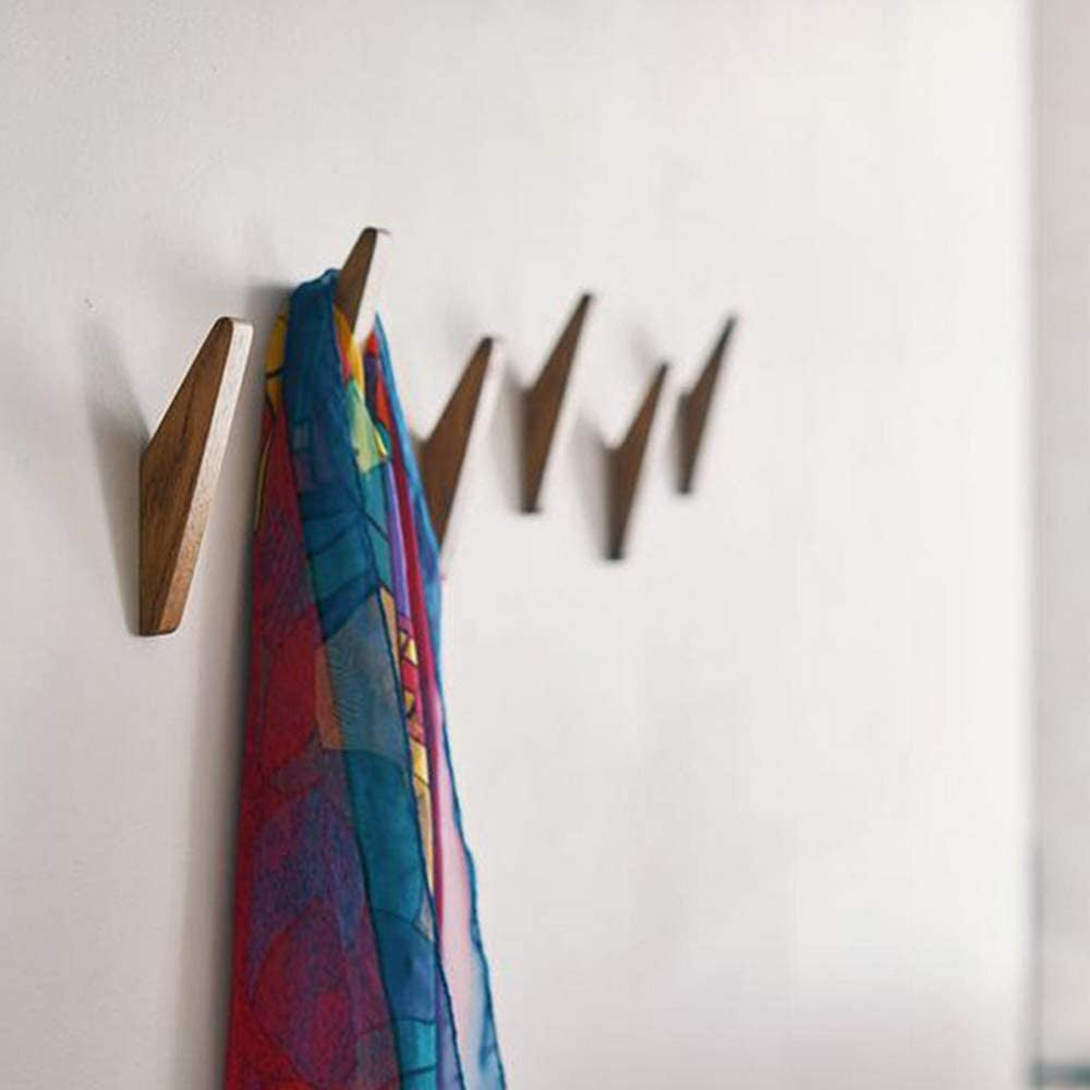 ElmHooks | Set van 6 Scandinavische houten wandhaken - minimalistische kapstok- en handdoekhangers
