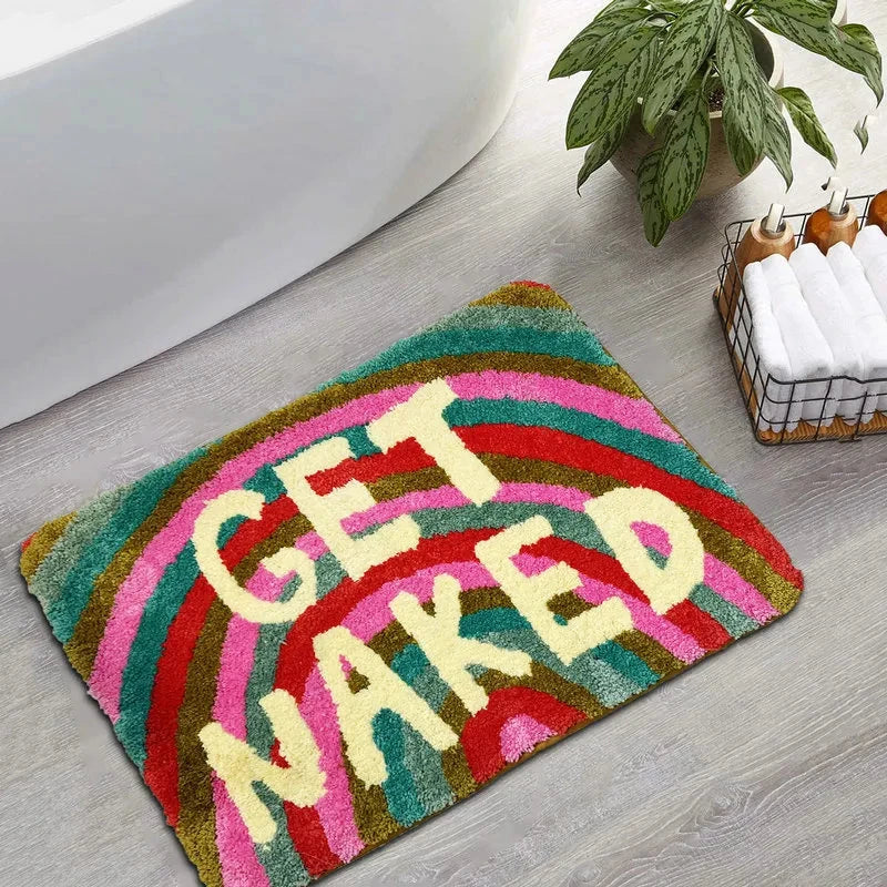 VividBare | Regenboog “Get Naked” Badmat - Zacht, absorberend antislip badkamerkleed met levendige kleuren