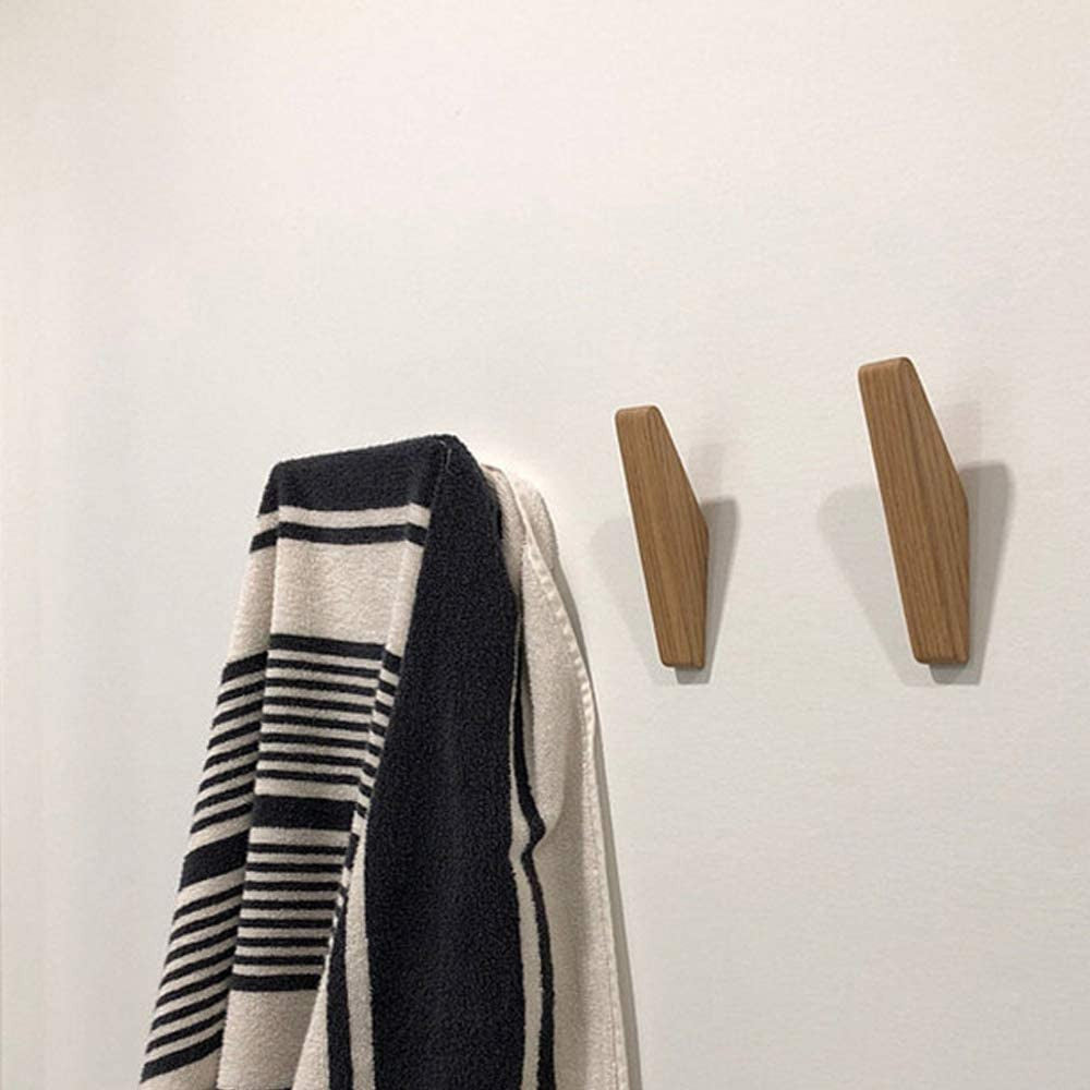 ElmHooks | Set van 6 Scandinavische houten wandhaken - minimalistische kapstok- en handdoekhangers