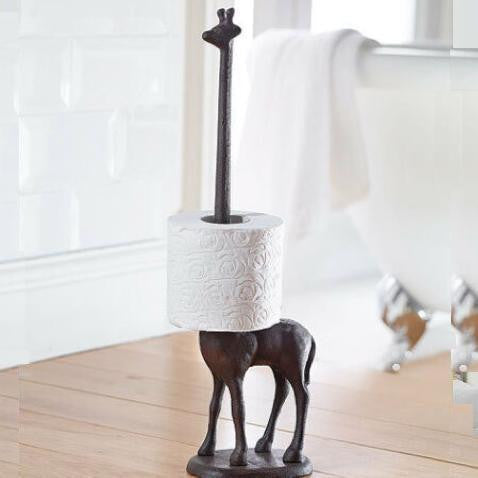 TwigaRoll | Gietijzeren Giraffe Toiletpapierhouder - Vrijstaand Dierendecoratie voor de Badkamer