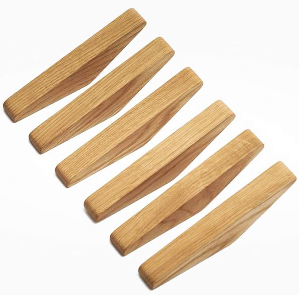 ElmHooks | Set van 6 Scandinavische houten wandhaken - minimalistische kapstok- en handdoekhangers