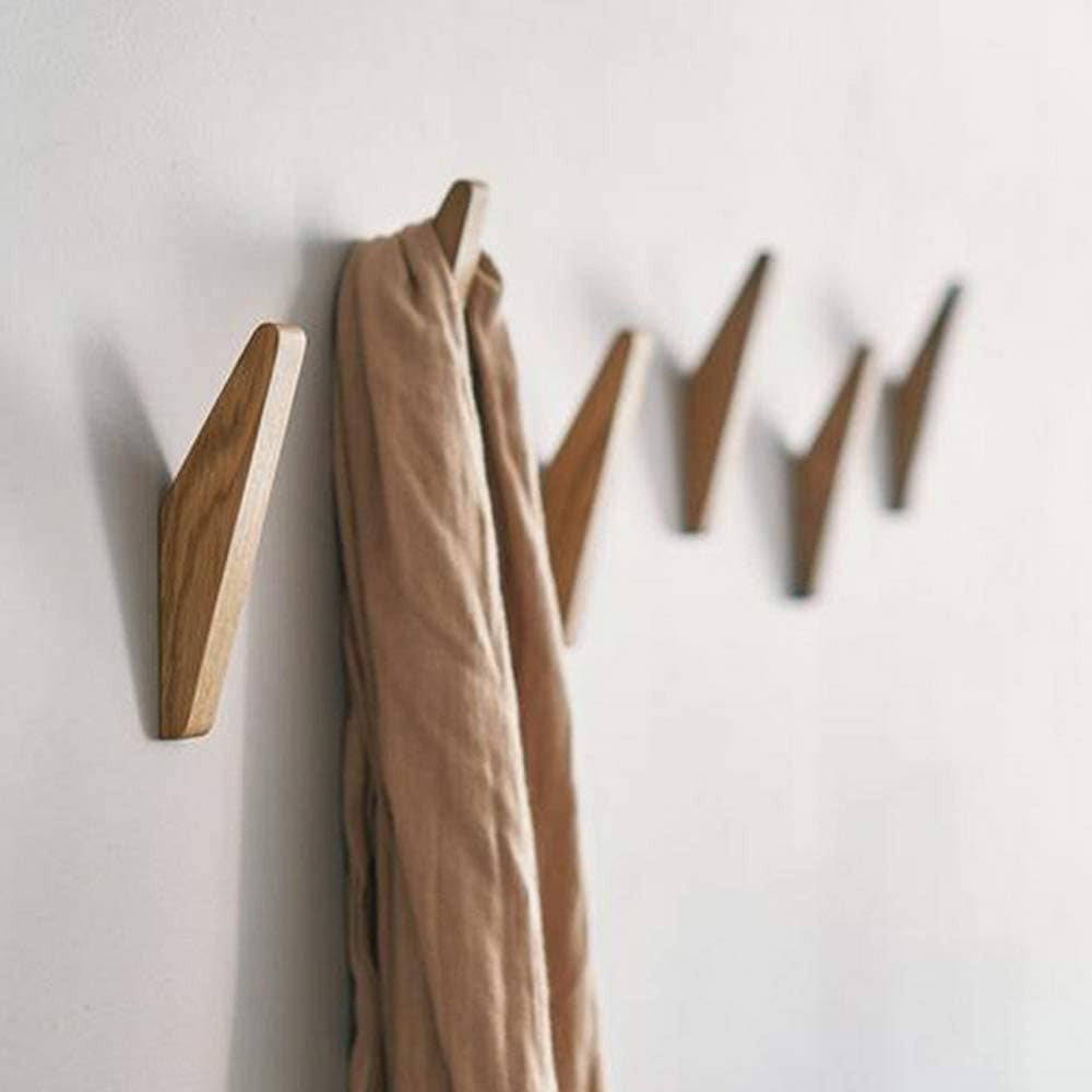ElmHooks | Set van 6 Scandinavische houten wandhaken - minimalistische kapstok- en handdoekhangers