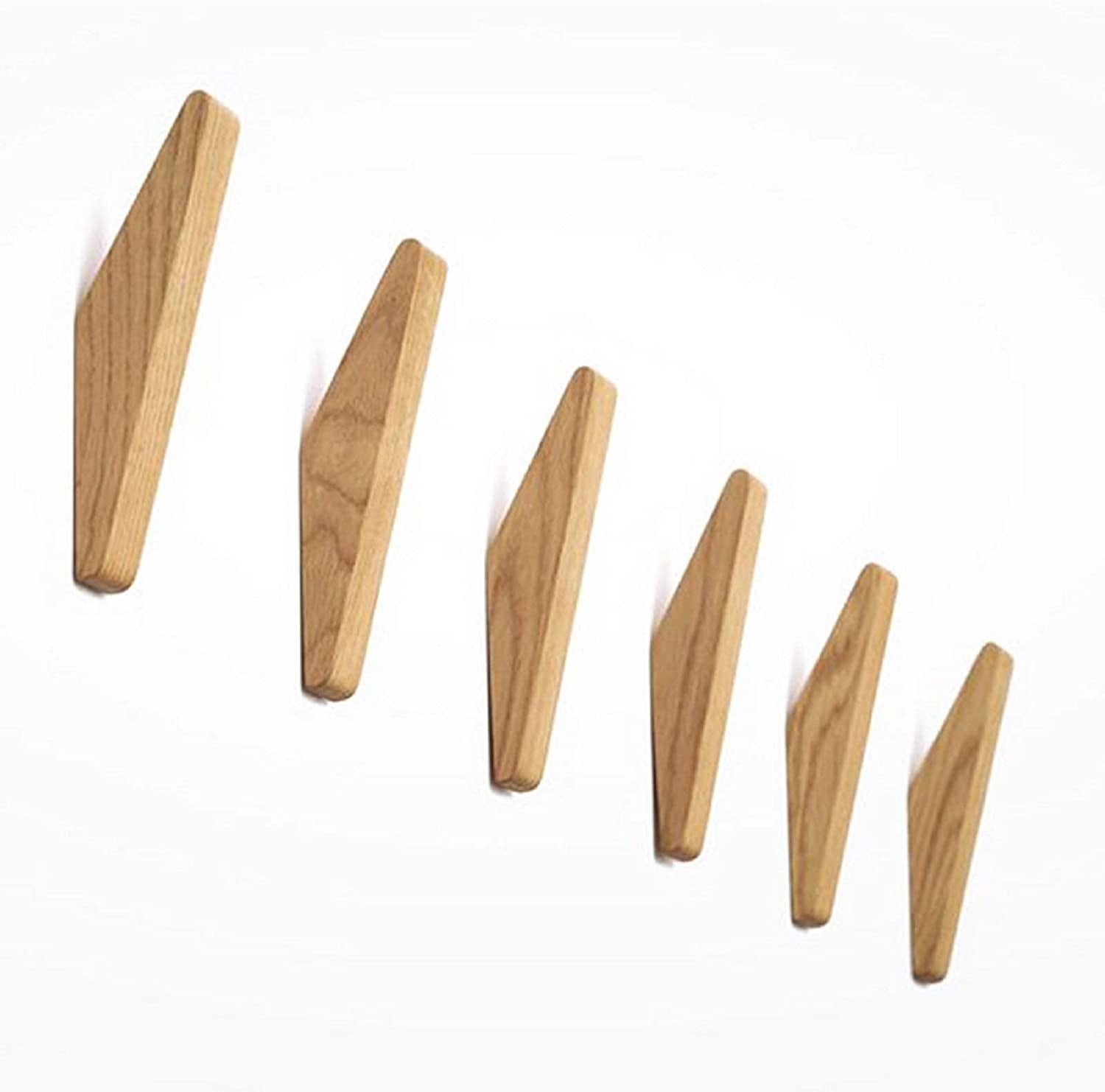 ElmHooks | Set van 6 Scandinavische houten wandhaken - minimalistische kapstok- en handdoekhangers