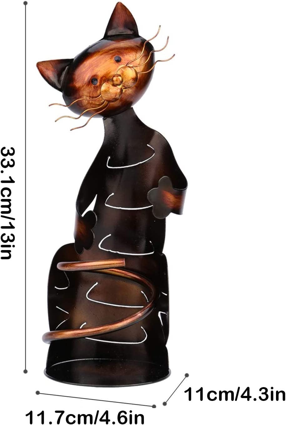 VinoPurr | Knuffelende Kat Wijnfleshouder - Schattig Kattendecor voor Keuken, Bar of Tafelblad Presentatie