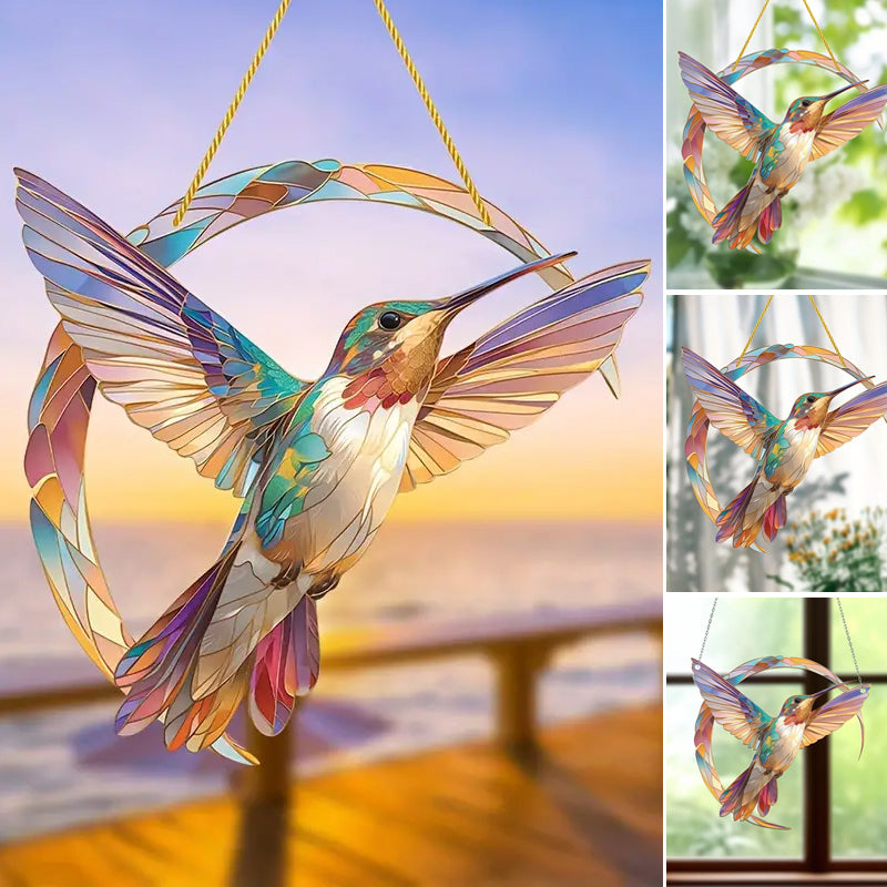 CelestiBird | Kolibrie Kristallen Zonnevanger - Elegante Hangende Raamdecoratie, Prisma Lichtvanger voor Huis & Tuin