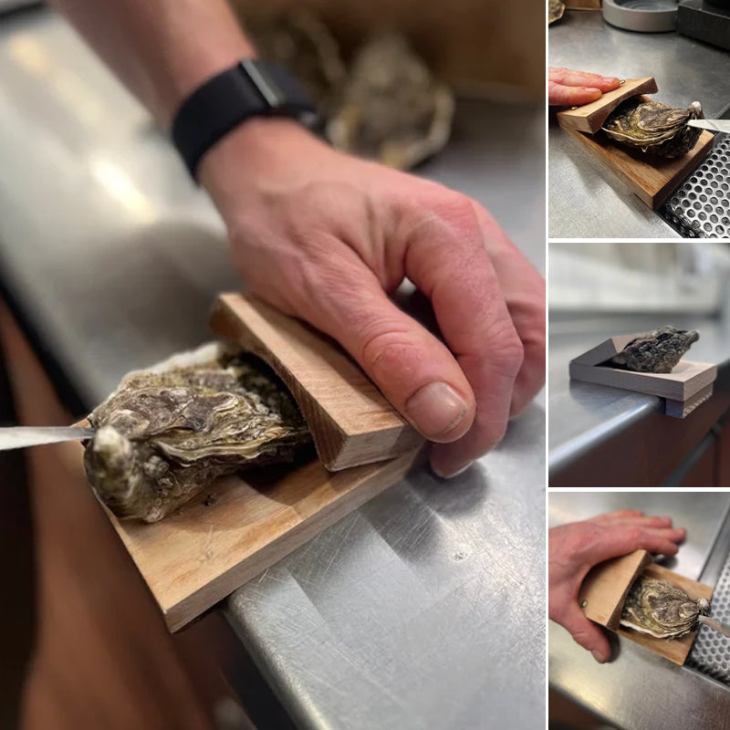ClamGuard |  Houten handgreep voor oestersnippers - Veilige oesteropener