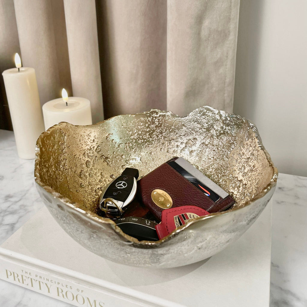 FusionBowl | Creatieve Tweekleurige Zilveren & Gouden Abstracte Decoratieve Kom