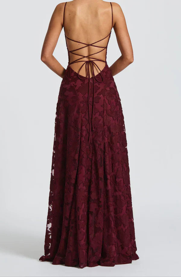 Ivy | Elegante maxi-jurk voor dames – Lange, soepel vallende jurk met kanten details