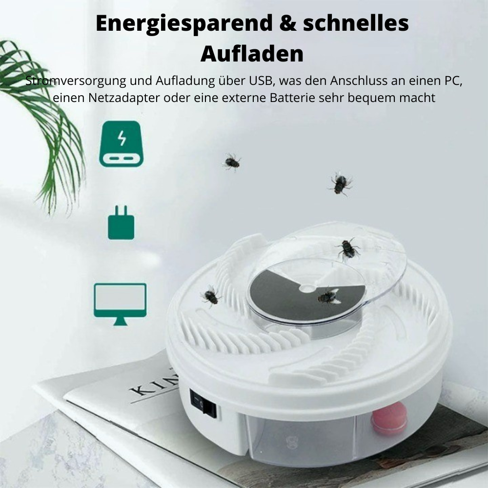 FlyGone | Elektrische automatische vliegenvanger - Stille insectenvanger voor binnen met lokaasbakje