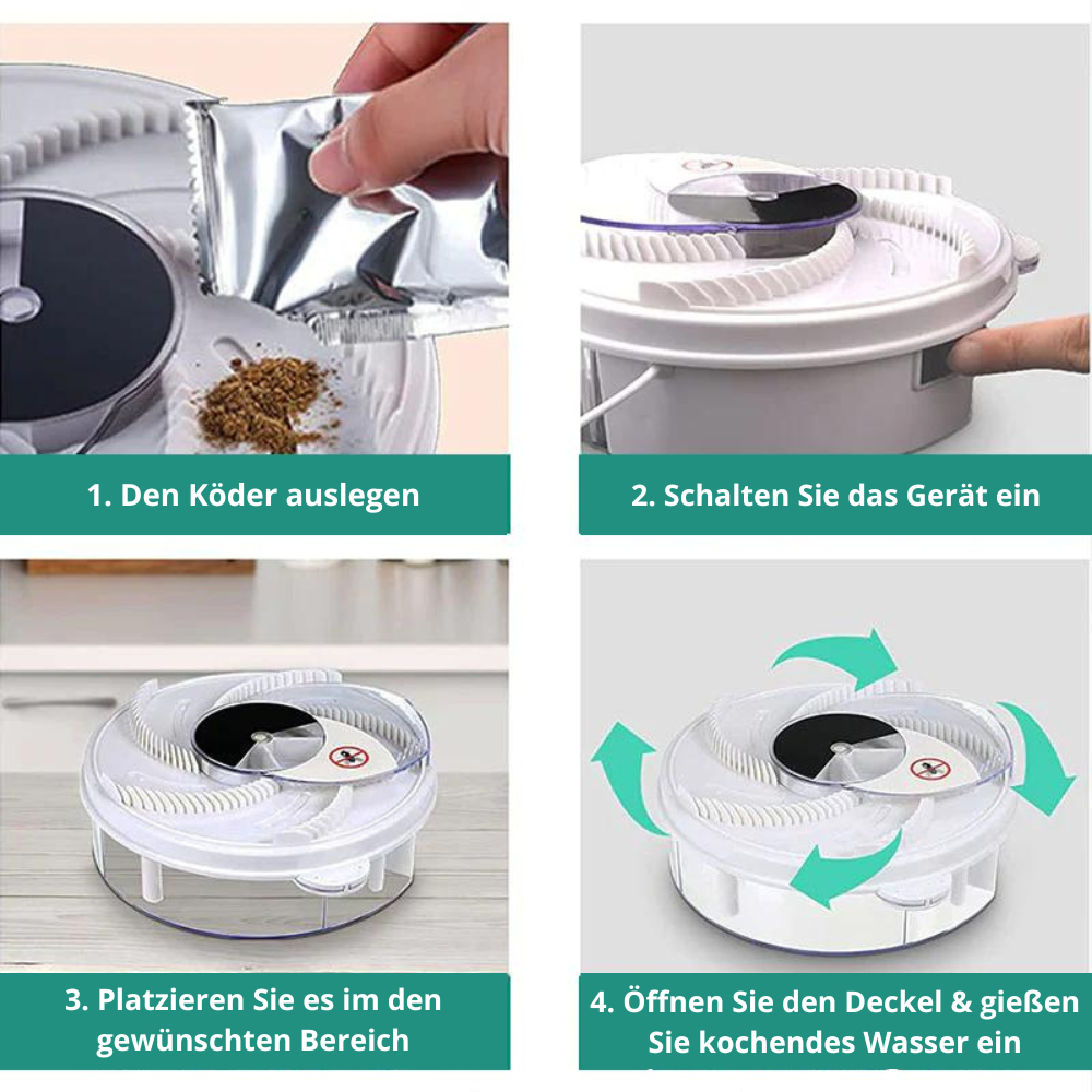 FlyGone | Elektrische automatische vliegenvanger - Stille insectenvanger voor binnen met lokaasbakje