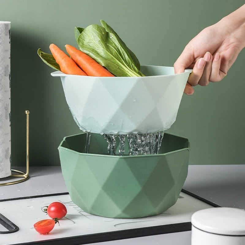 GeoDrain | Geometrische afvoerkorf voor keukengootsteen – Set met zeefjes voor het wassen van fruit en groenten