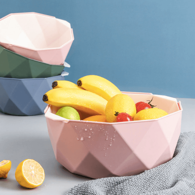 GeoDrain | Geometrische afvoerkorf voor keukengootsteen – Set met zeefjes voor het wassen van fruit en groenten