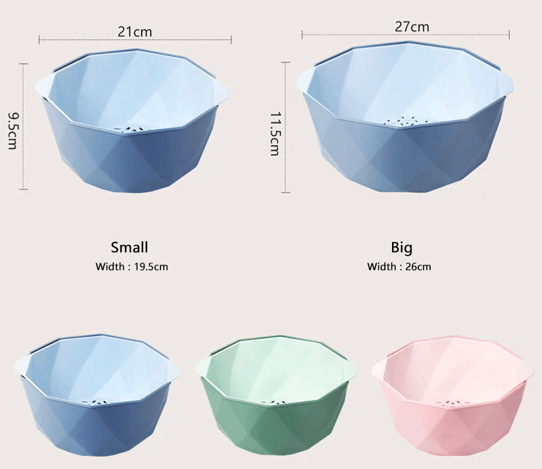 GeoDrain | Geometrische afvoerkorf voor keukengootsteen – Set met zeefjes voor het wassen van fruit en groenten