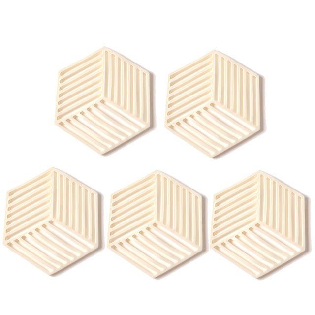 GeoMat | Geometrische pannenonderzetters van silicone (set van 5) - hittebestendig, antislip