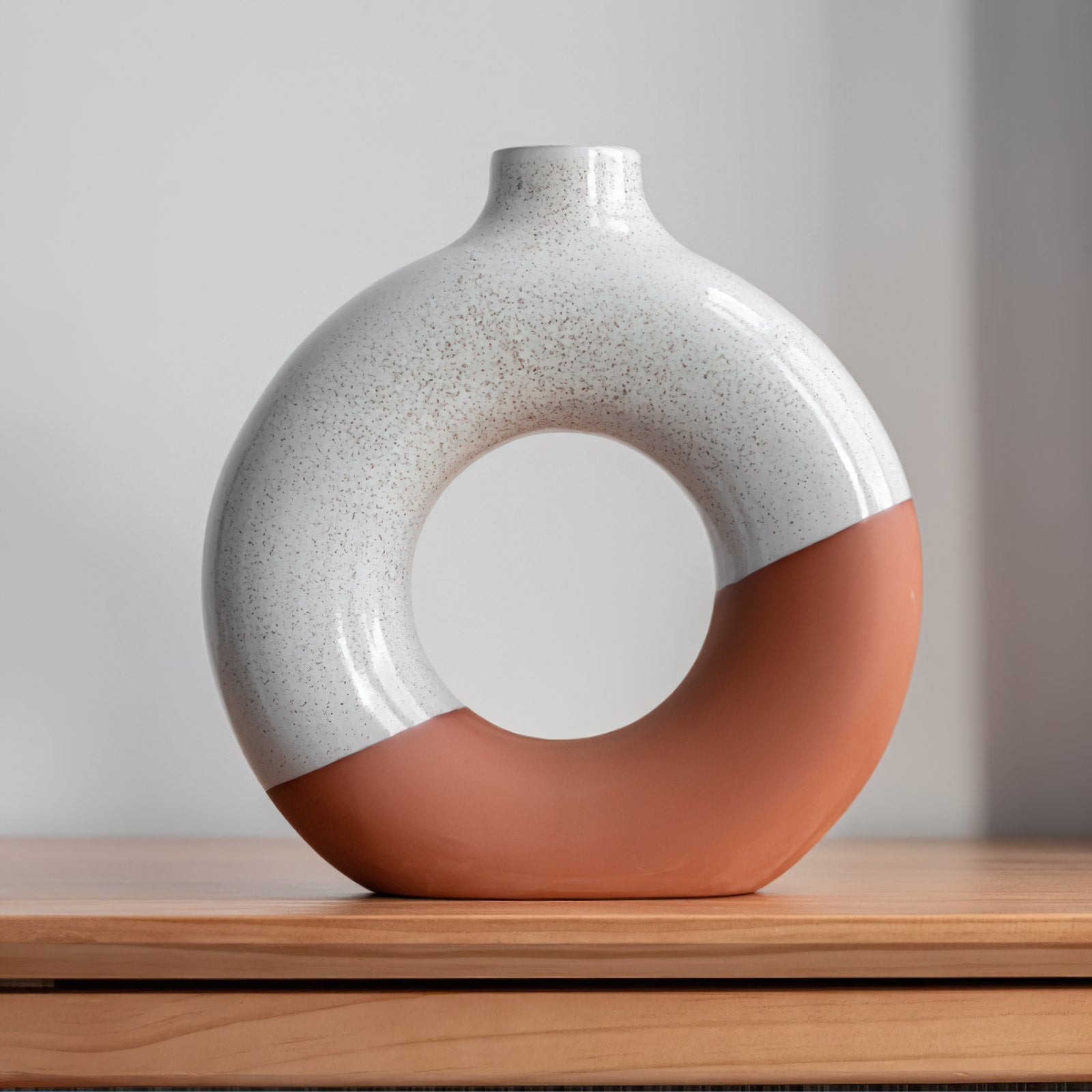 GlazeLoop | Geglazuurde Keramische Donutvaas - Modern woondecoratie