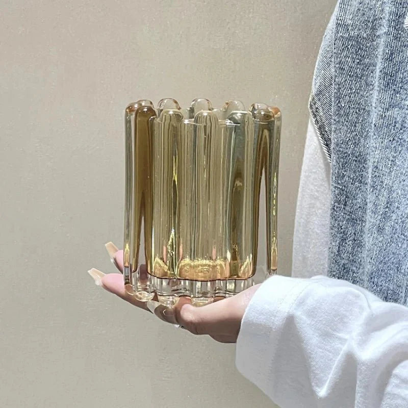 WaveCaddy | Golvende gestreepte houder voor make-upborstels - glanzende cosmetische organizer voor penselen en beautyinstrumenten