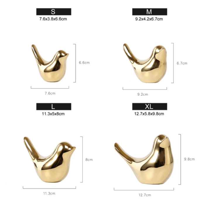 DazzleChirp | Elegante gouden keramische vogelbeeldjes
