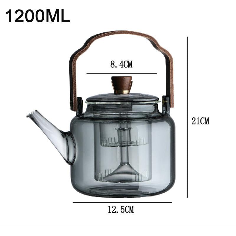 BrewLuxe | Teapot – Elegant Tea Maker with Natural Wooden Handle and Clear Glass Design