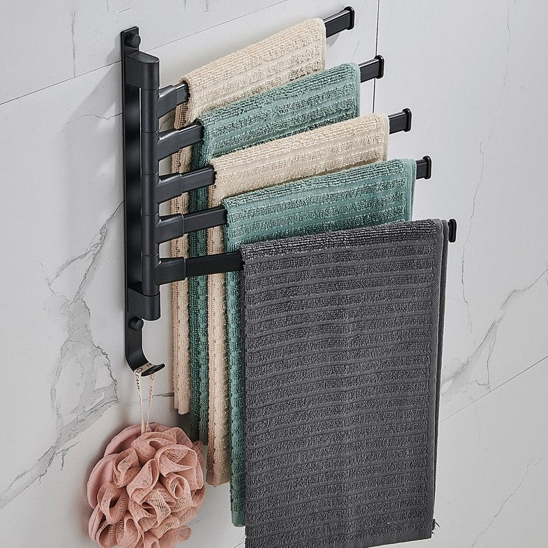 TowelArch | 5-armige handdoekhouder - zwart metaal, moderne badkamer organizer, Ruimte-besparend ontwerp